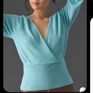 Anthropologie Blue V Neck Sweater